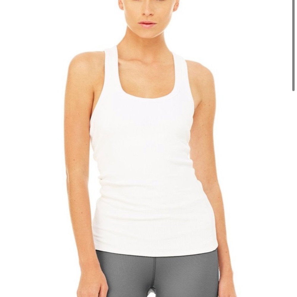 ALO White Rib Support Tank